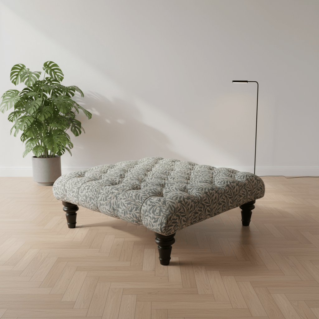 Premium Square Buttoned Coffee Table Footstool UK Designer Motif non - storage - ISTOOLS