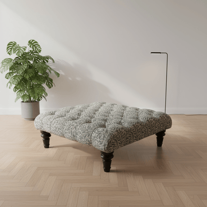 Premium Square Buttoned Coffee Table Footstool UK Designer Motif non - storage - ISTOOLS