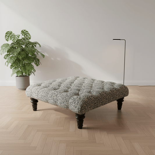 Premium Square Buttoned Coffee Table Footstool UK Designer Motif non - storage - ISTOOLS