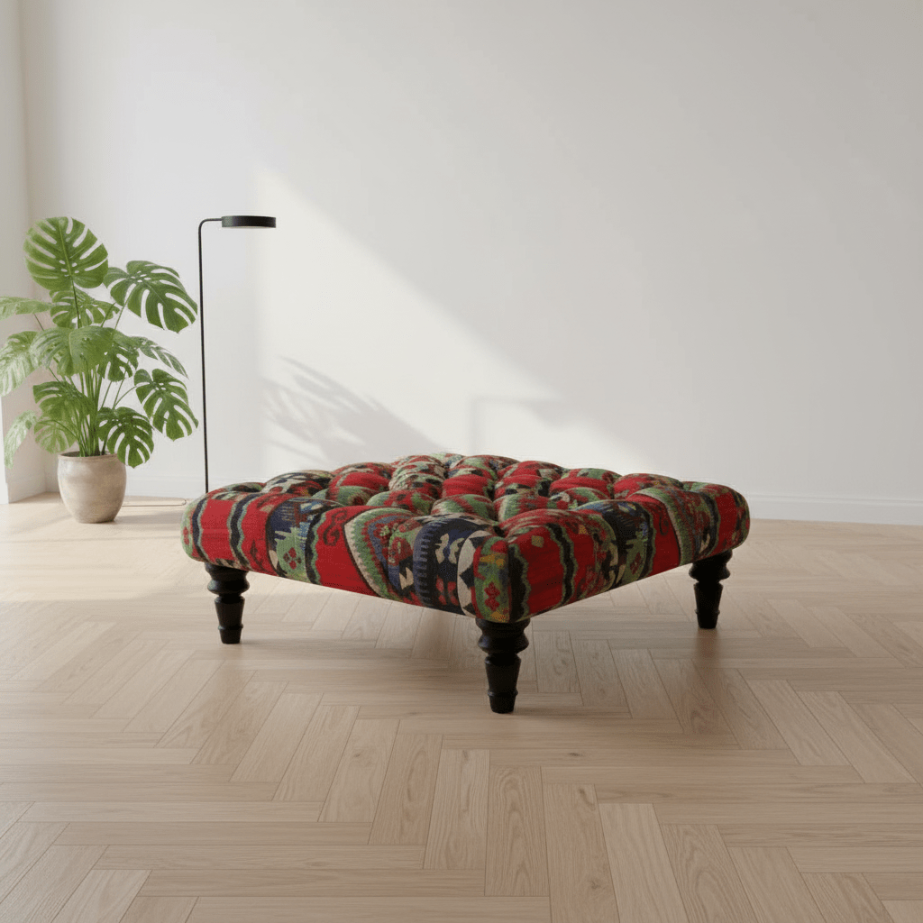 Premium Square Coffee Table Pouffe Expressive Aesthetic - ISTOOLS