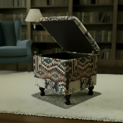 Premium Square Footstool Blanket Box Multi - Toned Finish - ISTOOLS
