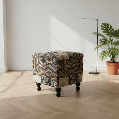 Premium Square Footstool Blanket Box Multi - Toned Finish - ISTOOLS
