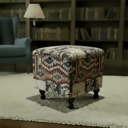 Premium Square Footstool Blanket Box Multi - Toned Finish - ISTOOLS