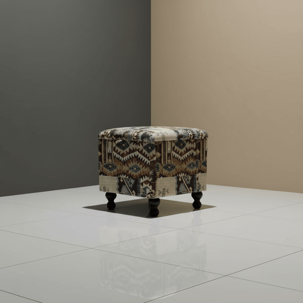 Premium Square Footstool Blanket Box Multi - Toned Finish - ISTOOLS