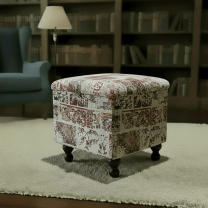 Premium Square Footstool Box Abstract Pattern Smooth Lid - ISTOOLS