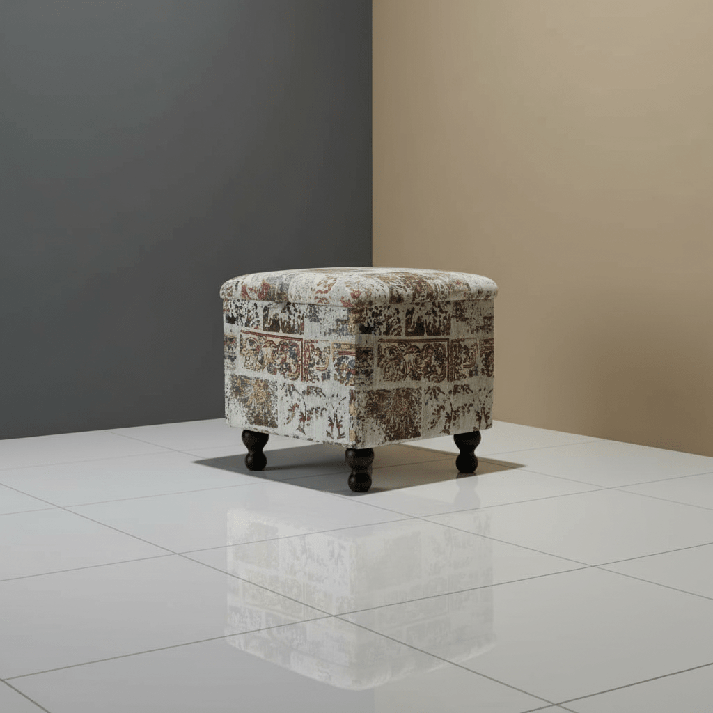 Premium Square Footstool Box Abstract Pattern Smooth Lid - ISTOOLS
