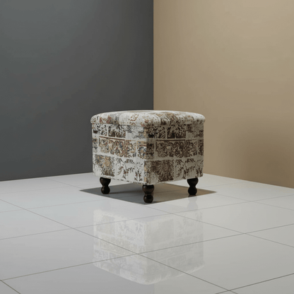 Premium Square Footstool Box Abstract Pattern Smooth Lid - ISTOOLS