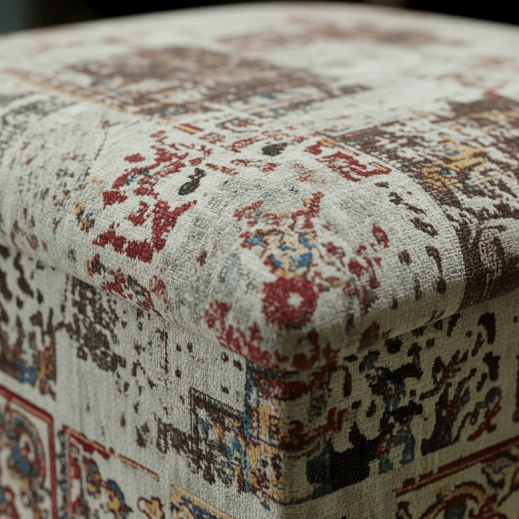 Premium Square Footstool Box Abstract Pattern Smooth Lid - ISTOOLS