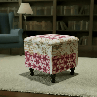 Premium Square Storage Footstool Smooth Lid Designer Motif UK - ISTOOLS