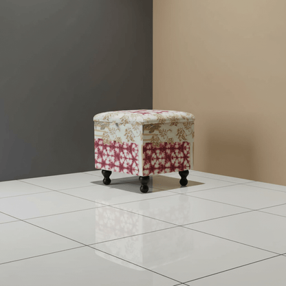 Premium Square Storage Footstool Smooth Lid Designer Motif UK - ISTOOLS