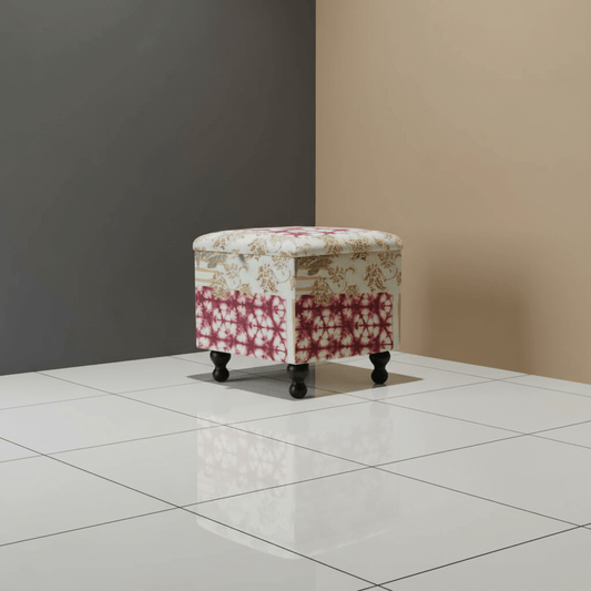 Premium Square Storage Footstool Smooth Lid Designer Motif UK - ISTOOLS