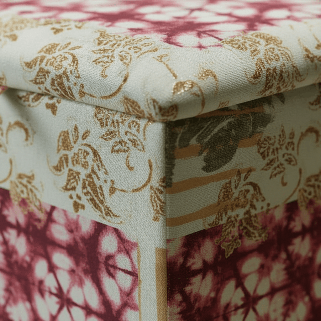 Premium Square Storage Footstool Smooth Lid Designer Motif UK - ISTOOLS