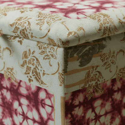 Premium Square Storage Footstool Smooth Lid Designer Motif UK - ISTOOLS