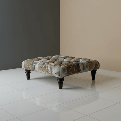 Premium Square Upholstered Pouffe Artistic Motif UK - ISTOOLS