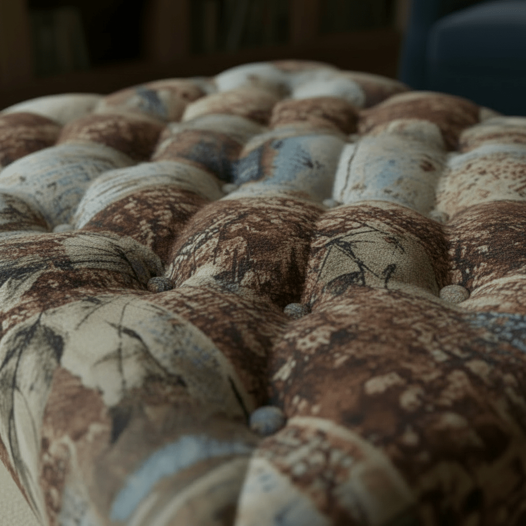 Premium Square Upholstered Pouffe Artistic Motif UK - ISTOOLS