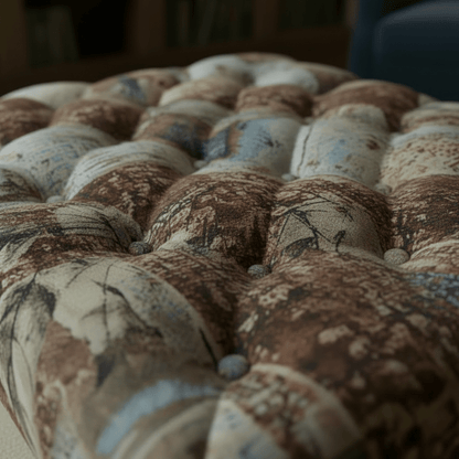 Premium Square Upholstered Pouffe Artistic Motif UK - ISTOOLS