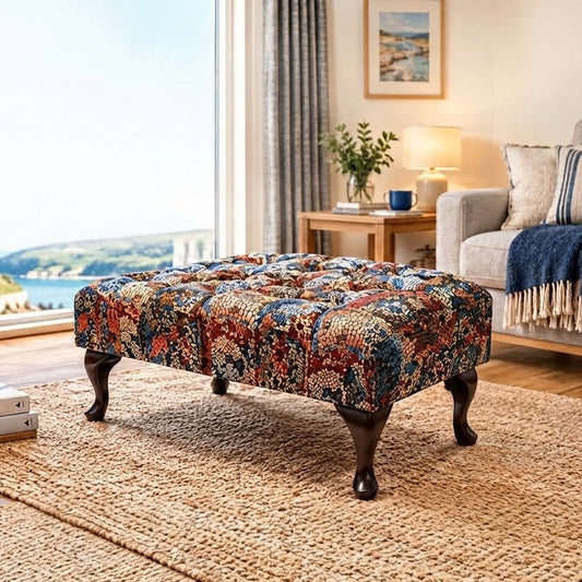 Premium Stained Glass Footstool Ottoman – Stylish Seating Bench & Coffee Table (Non-Storage) - ISTOOLS