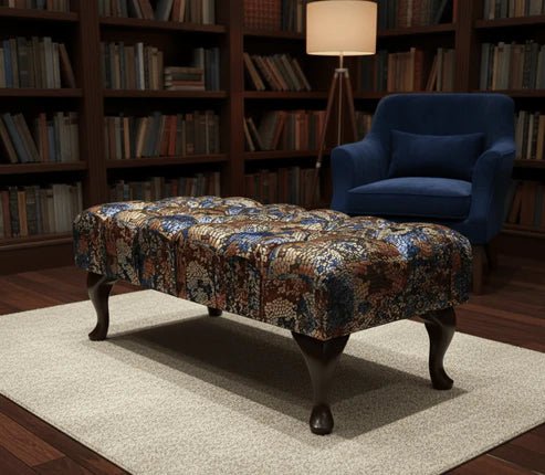 Premium Stained Glass Footstool Ottoman – Stylish Seating Bench & Coffee Table (Non - Storage) - ISTOOLS