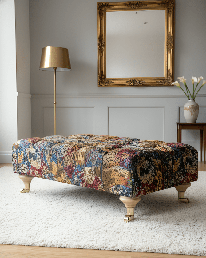 PREMIUM STAINED GLASS FOOTSTOOL | POUFFE FOOTSTOOL TABLE - ISTOOLS