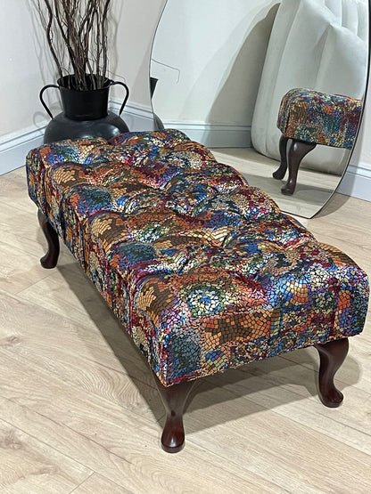 PREMIUM STAINED GLASS FOOTSTOOL | POUFFE FOOTSTOOL TABLE - ISTOOLS