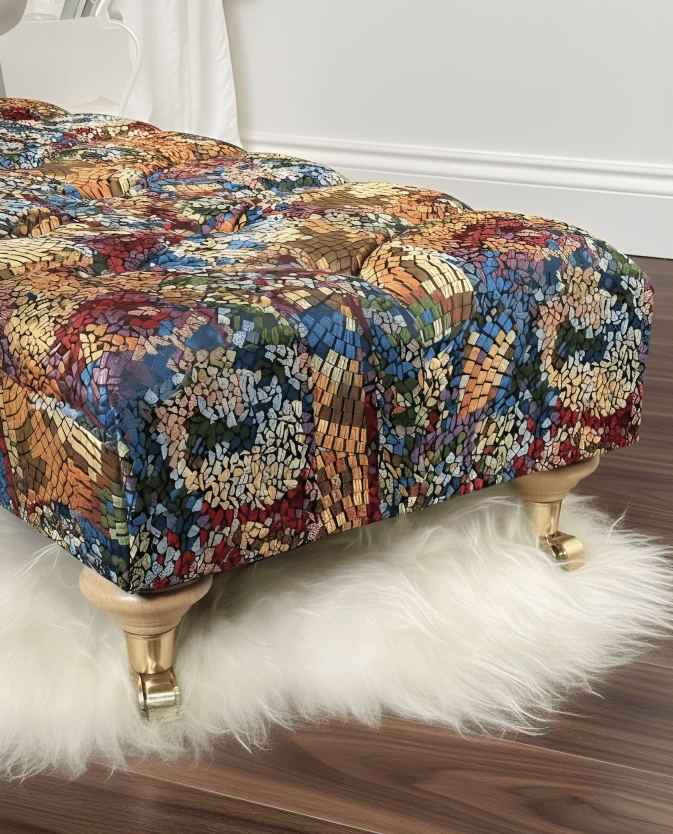 PREMIUM STAINED GLASS FOOTSTOOL | POUFFE FOOTSTOOL TABLE - ISTOOLS