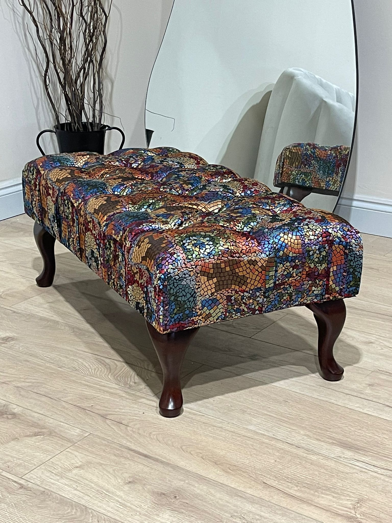 PREMIUM STAINED GLASS FOOTSTOOL | POUFFE FOOTSTOOL TABLE - ISTOOLS
