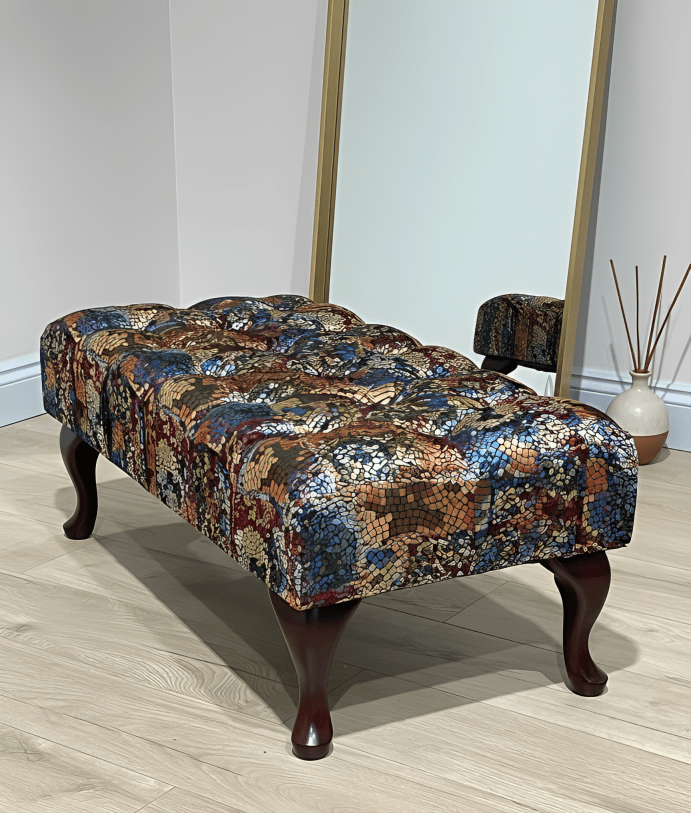 PREMIUM STAINED GLASS FOOTSTOOL | POUFFE FOOTSTOOL TABLE - ISTOOLS