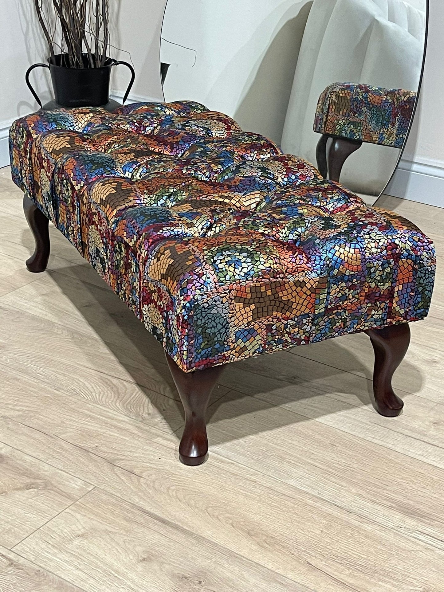 PREMIUM STAINED GLASS FOOTSTOOL | POUFFE FOOTSTOOL TABLE - ISTOOLS
