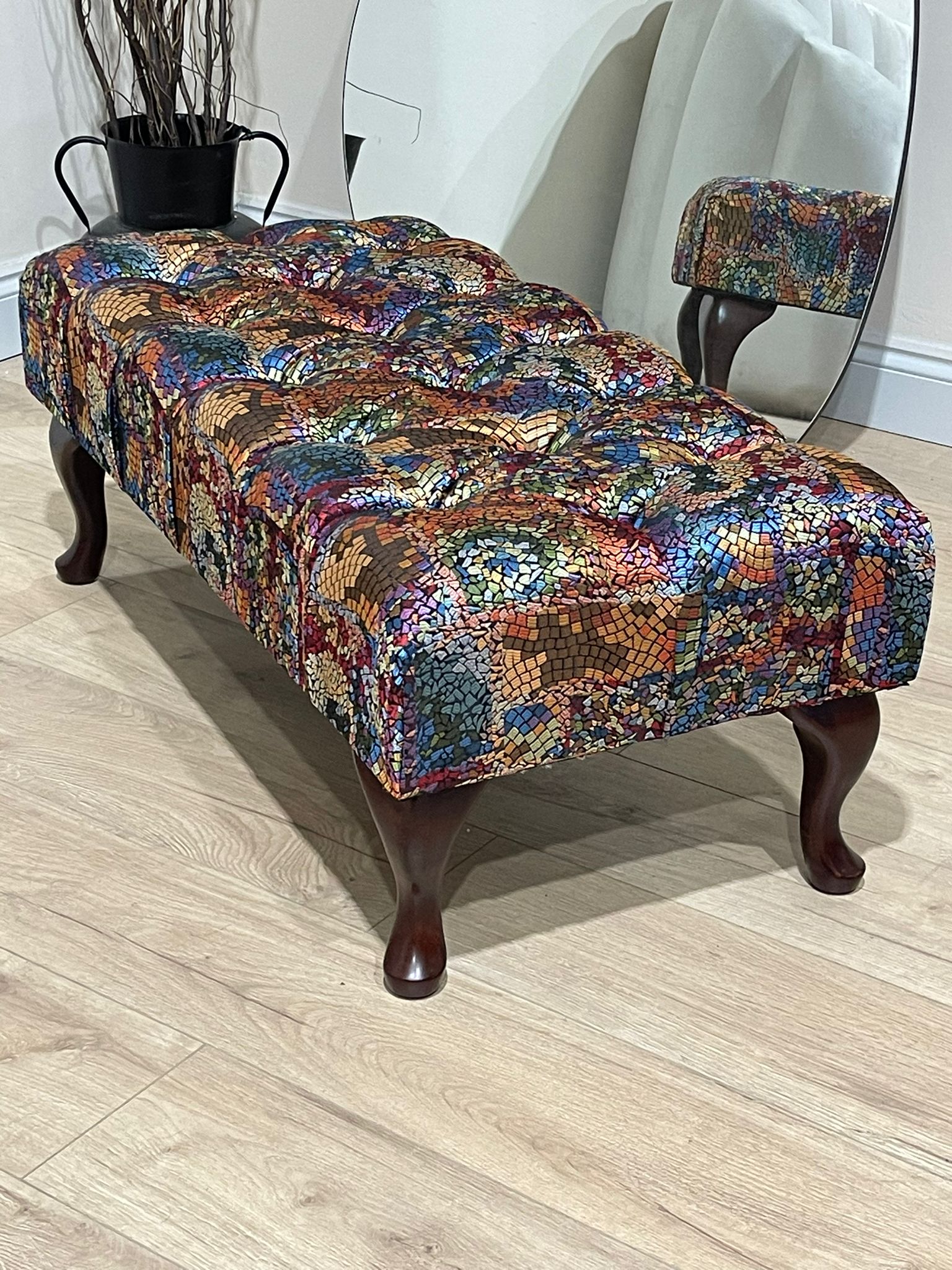 PREMIUM STAINED GLASS FOOTSTOOL | POUFFE FOOTSTOOL TABLE - ISTOOLS