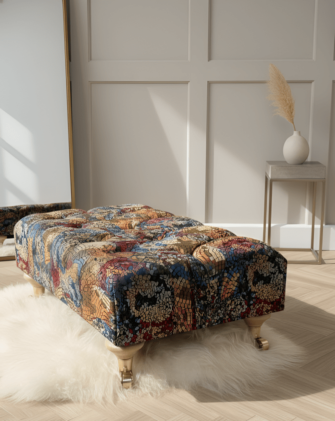 PREMIUM STAINED GLASS FOOTSTOOL | POUFFE FOOTSTOOL TABLE - ISTOOLS