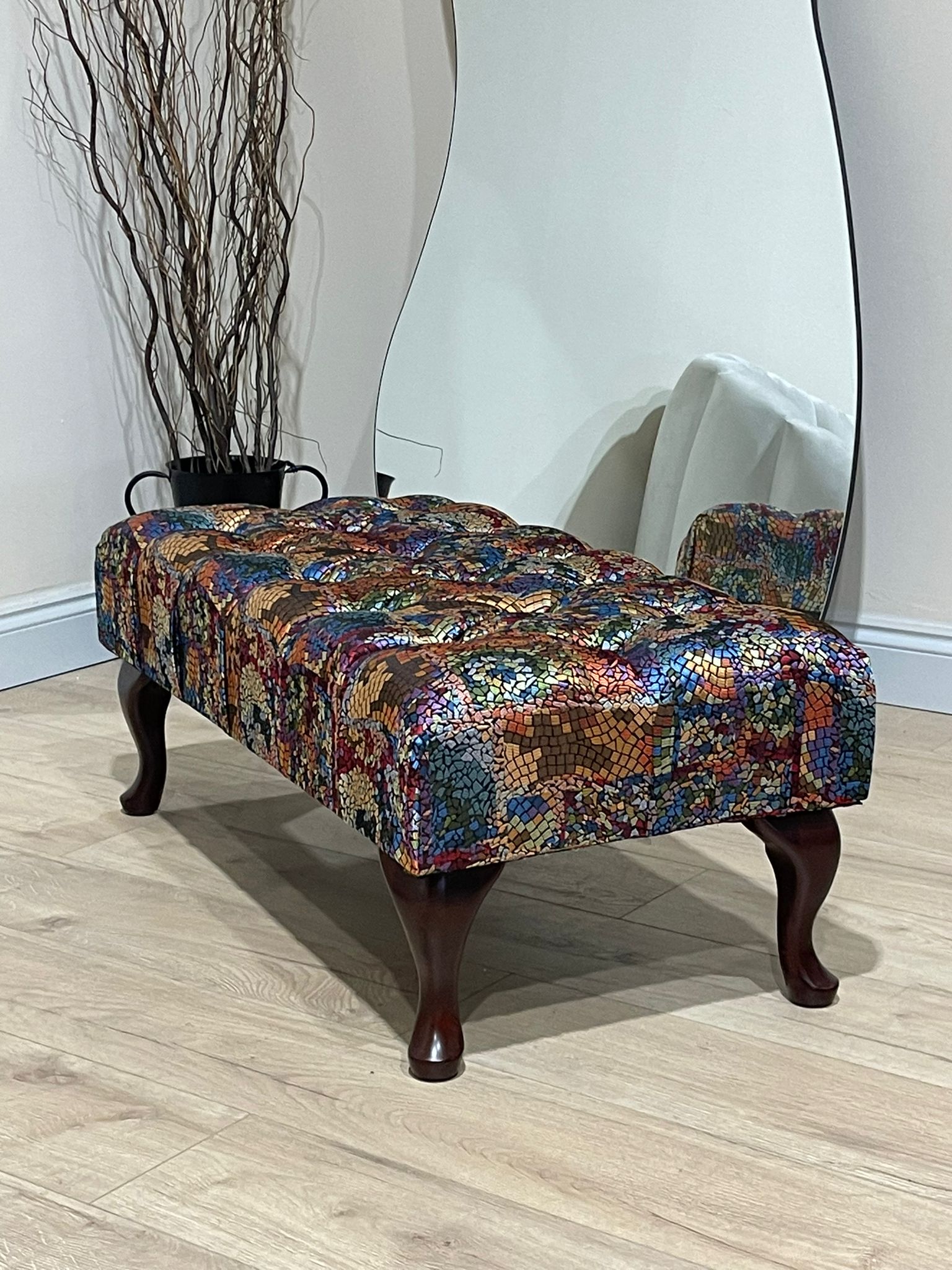PREMIUM STAINED GLASS FOOTSTOOL | POUFFE FOOTSTOOL TABLE - ISTOOLS