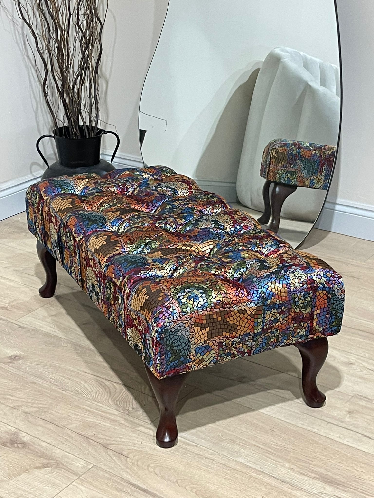 PREMIUM STAINED GLASS FOOTSTOOL | POUFFE FOOTSTOOL TABLE - ISTOOLS