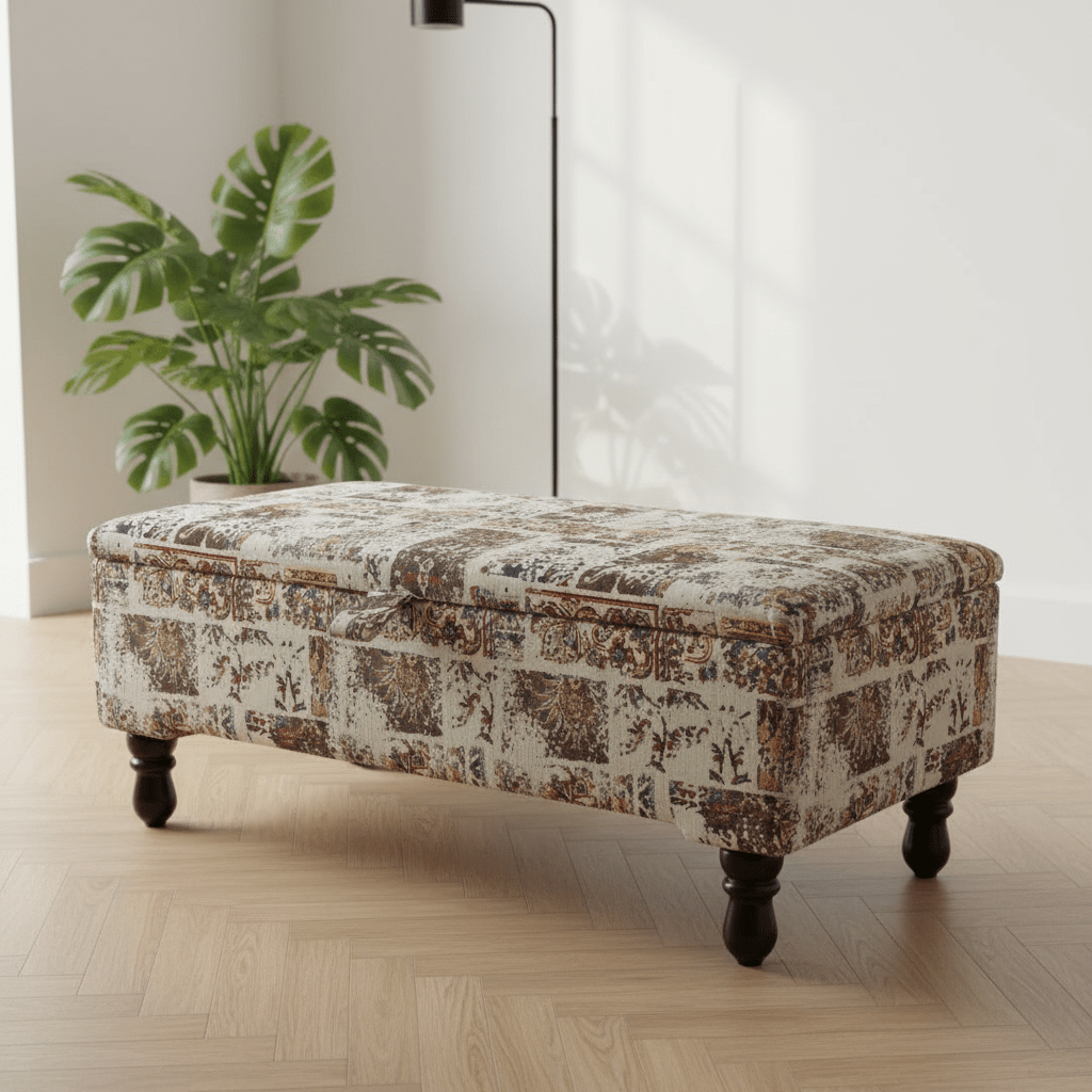 Premium Storage Footstool Abstract Pattern Smooth Top UK - ISTOOLS