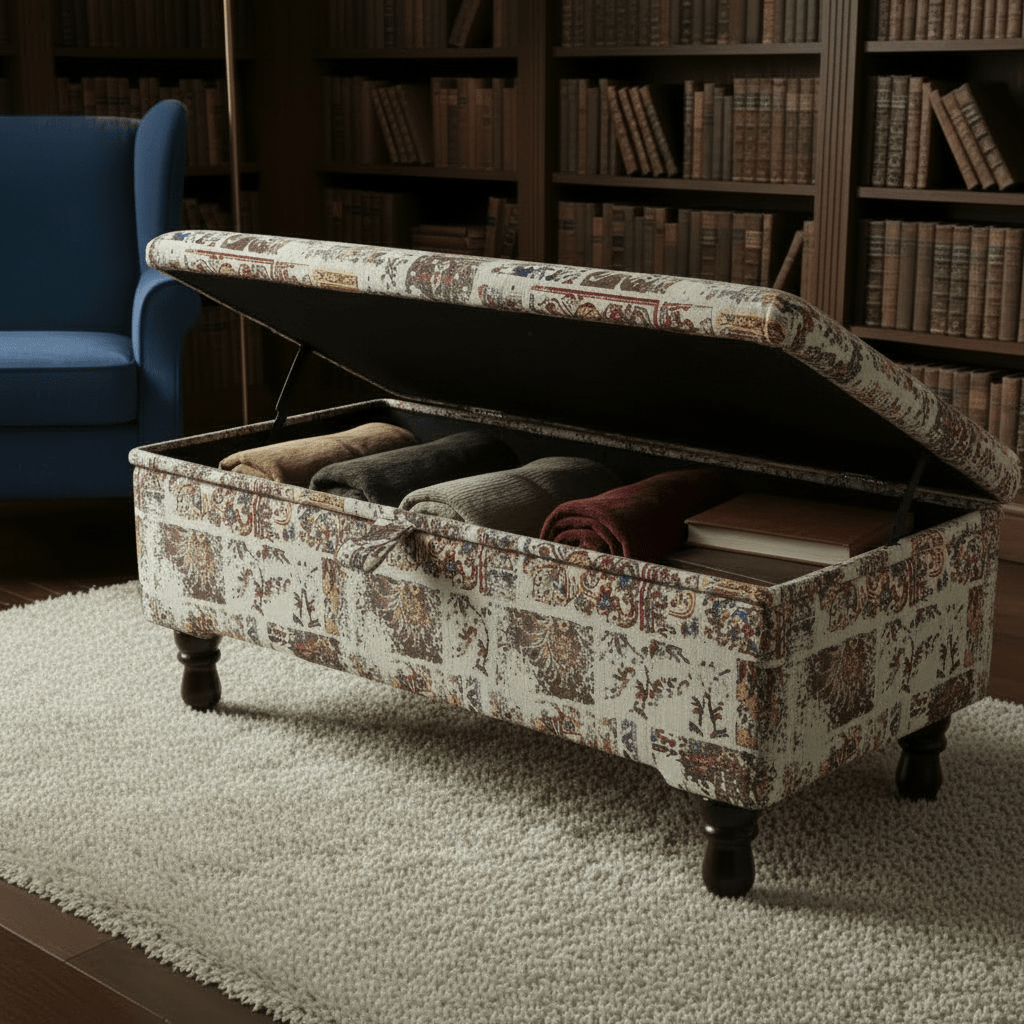 Premium Storage Footstool Abstract Pattern Smooth Top UK - ISTOOLS