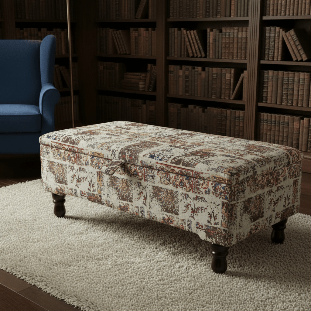 Premium Storage Footstool Abstract Pattern Smooth Top UK - ISTOOLS