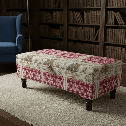 Premium Storage Ottoman Bench Smooth Lid Designer Motif UK - ISTOOLS