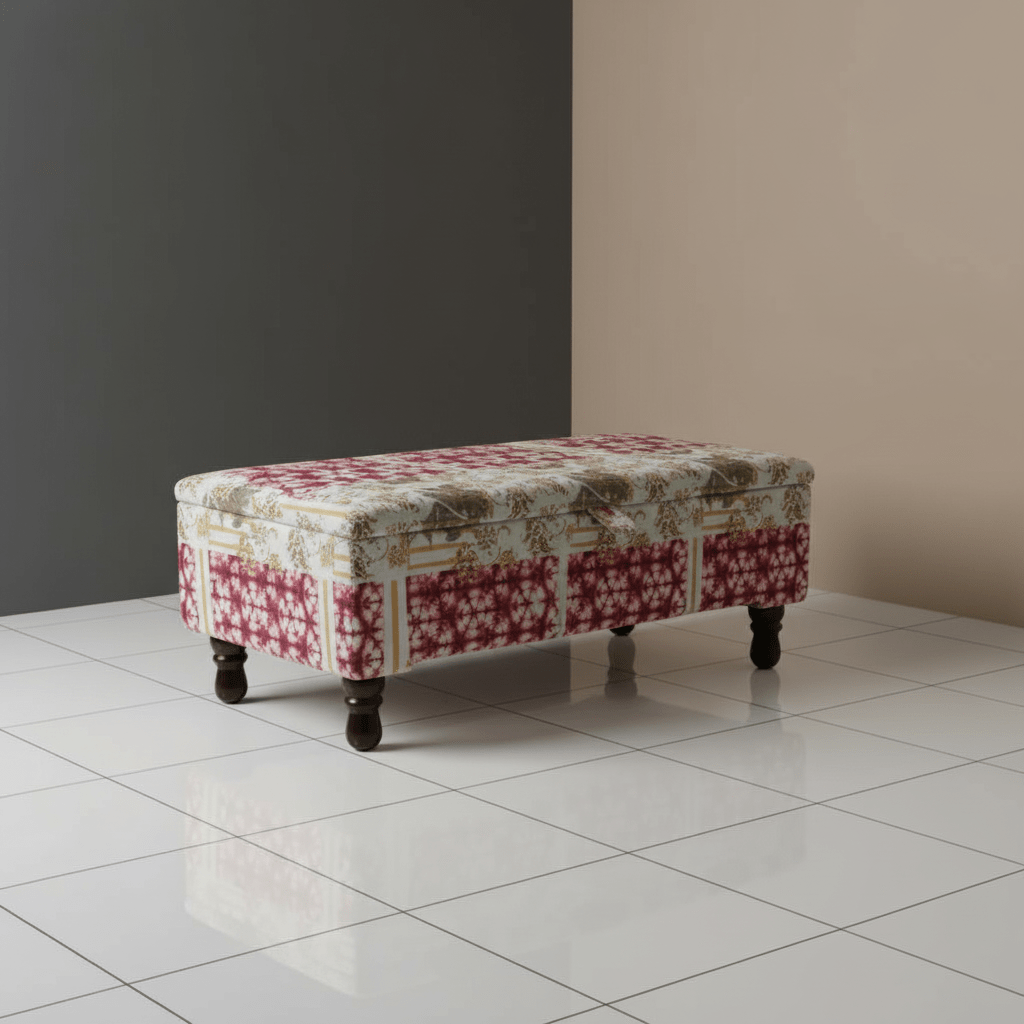 Premium Storage Ottoman Bench Smooth Lid Designer Motif UK - ISTOOLS