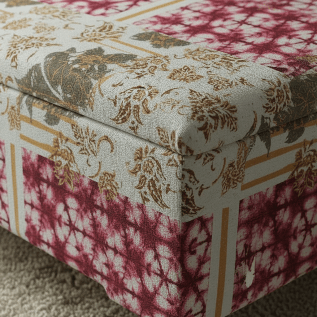 Premium Storage Ottoman Bench Smooth Lid Designer Motif UK - ISTOOLS