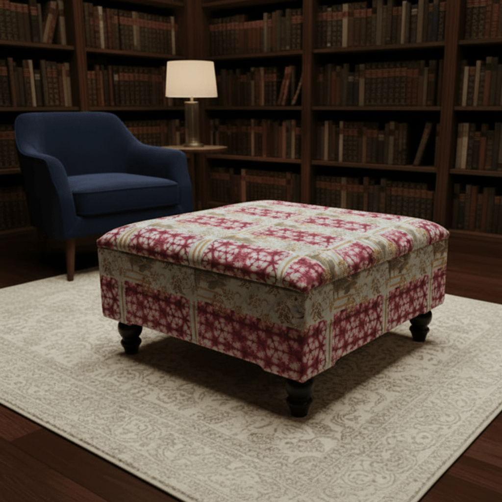 Premium Storage Ottoman Footstool Smooth Lid Plain Fabric UK - ISTOOLS