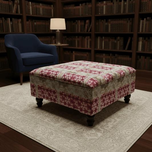 Premium Storage Ottoman Footstool Smooth Lid Plain Fabric UK - ISTOOLS