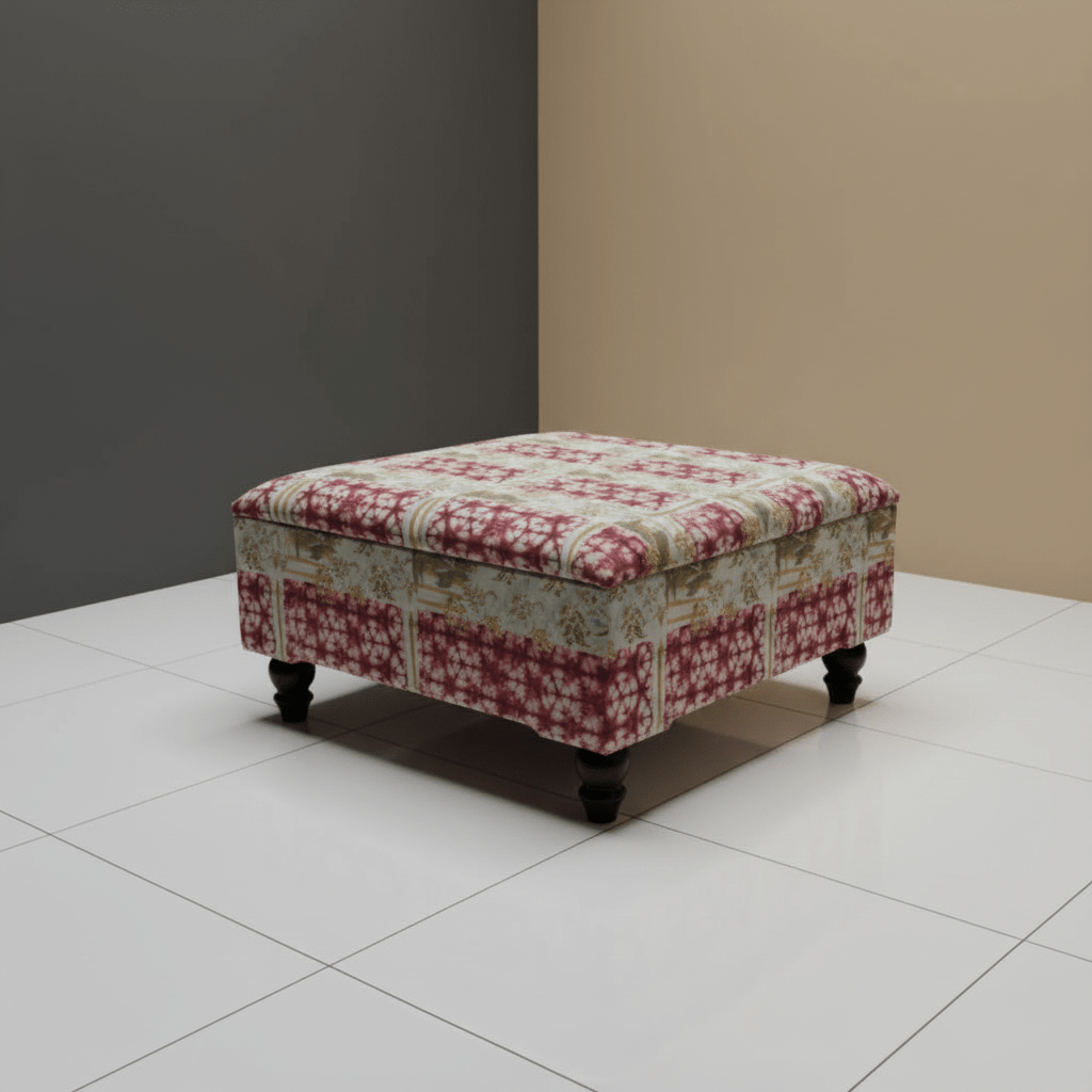Premium Storage Ottoman Footstool Smooth Lid Plain Fabric UK - ISTOOLS