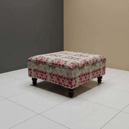 Premium Storage Ottoman Footstool Smooth Lid Plain Fabric UK - ISTOOLS