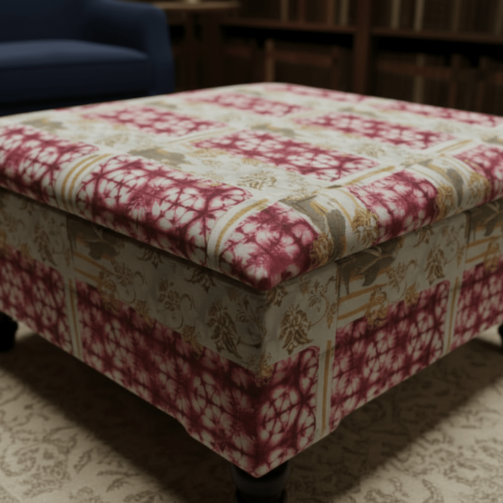 Premium Storage Ottoman Footstool Smooth Lid Plain Fabric UK - ISTOOLS