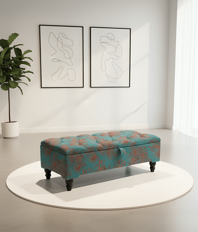 PREMIUM Teal Blue Floral Chenille - ISTOOLS