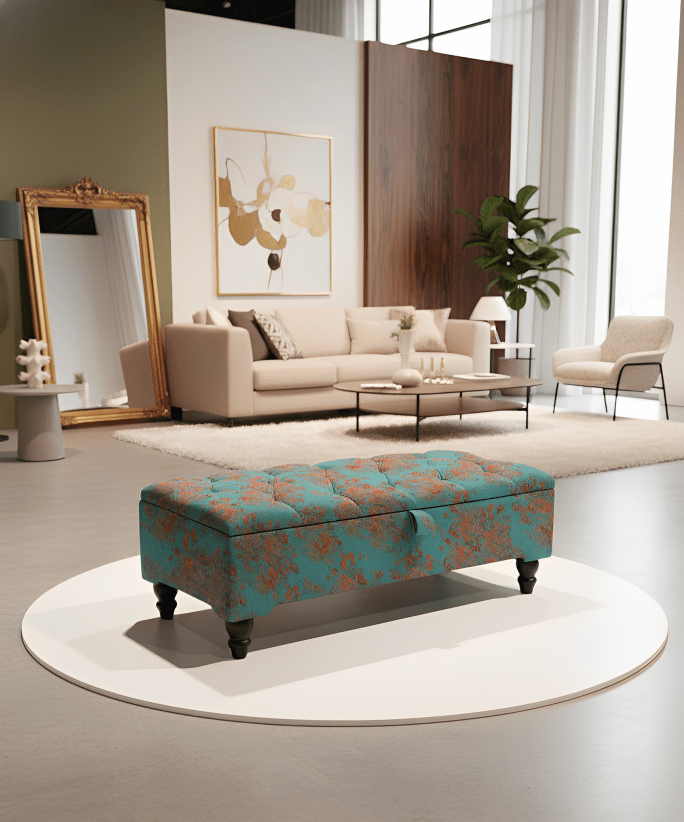 PREMIUM Teal Blue Floral Chenille - ISTOOLS