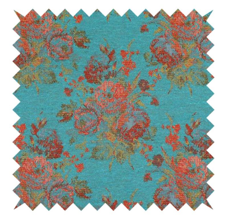 PREMIUM Teal Blue Floral Chenille - ISTOOLS