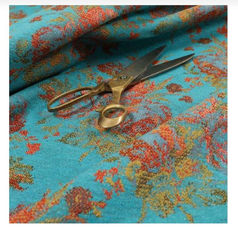 PREMIUM Teal Blue Floral Chenille - ISTOOLS