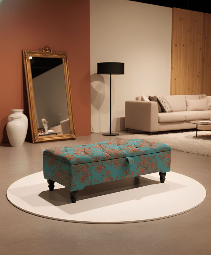 PREMIUM Teal Blue Floral Chenille - ISTOOLS