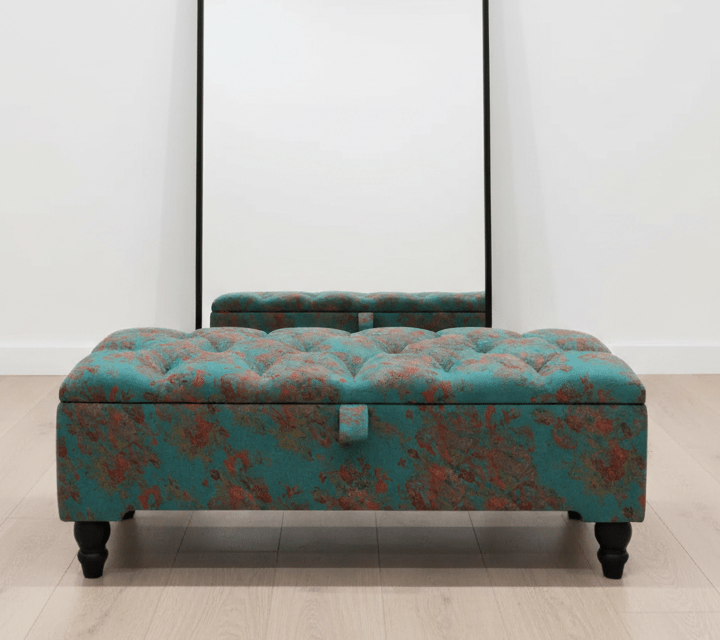 PREMIUM Teal Blue Floral Chenille - ISTOOLS