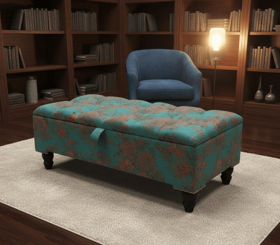 PREMIUM Teal Blue Floral Chenille - ISTOOLS